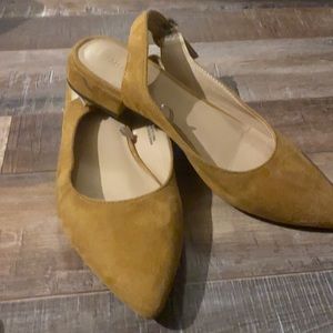 Mustard sling back flats